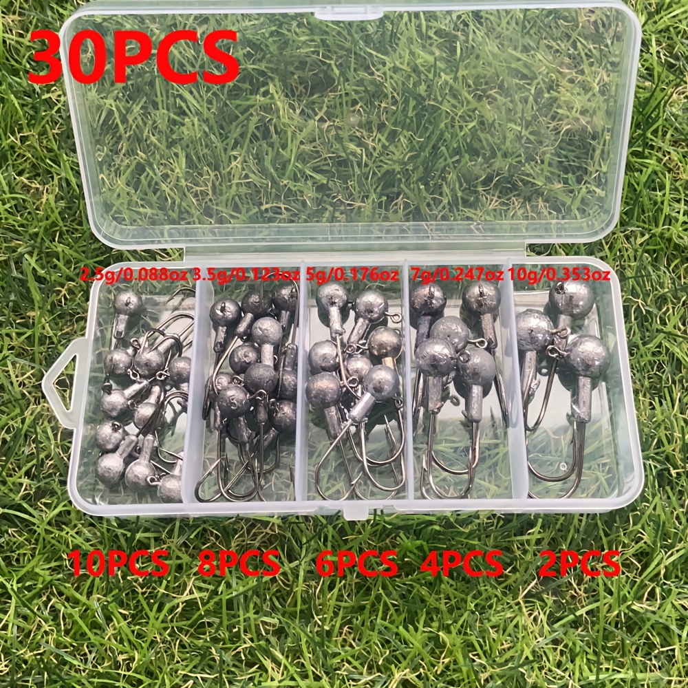 Image of 30pcs/box Lead Fishing Hooks 2.5g 3.5g 5g 7g 10g Size, Heavy Duty Barbed Sharp Pointed Soft Bait Hooks For Freshwater Sea Trout Fishing Accessories-ideal Fishing Gift For , Antislip Design