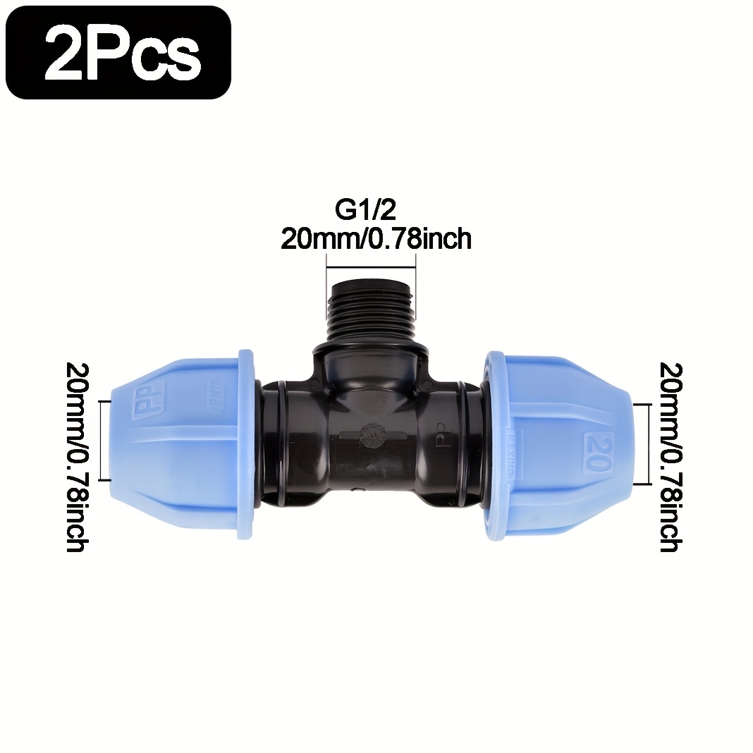 2 Sets 1/2" 3/4" 1" Male Thread To 20/25/32 Pe Pipe Straight Hair Tee Elbow Connector Irrigation System Pe Pvc Pipe Coupling Coupling