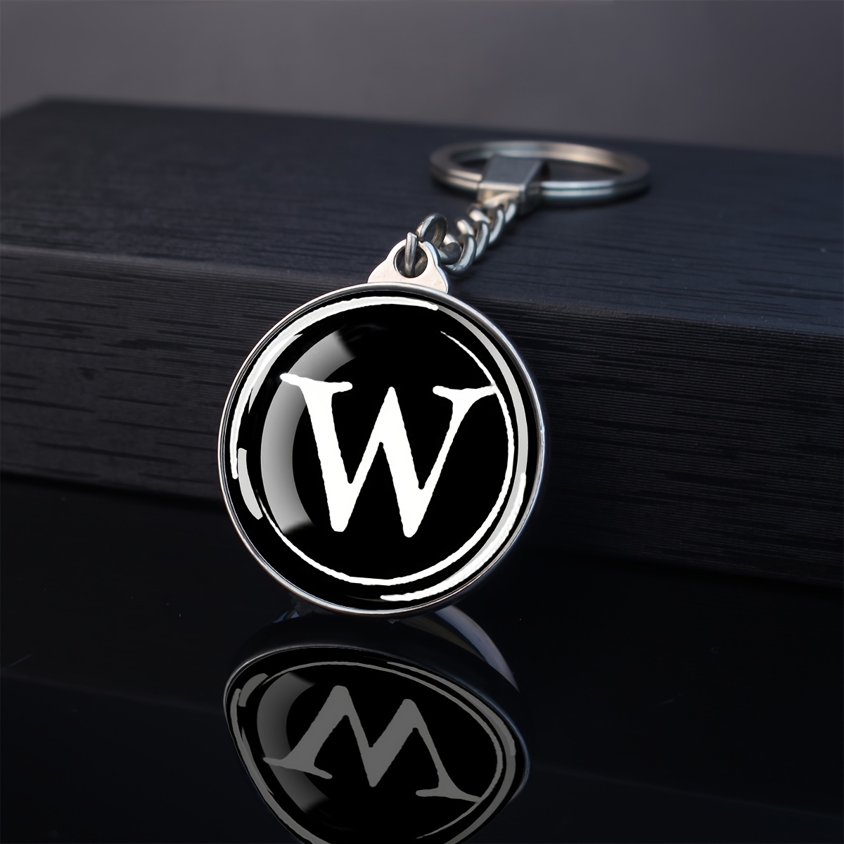TEMU 1pc Spherical Glass Metal Keychain Double Side Design Daily Accessory Gift For Men Women
