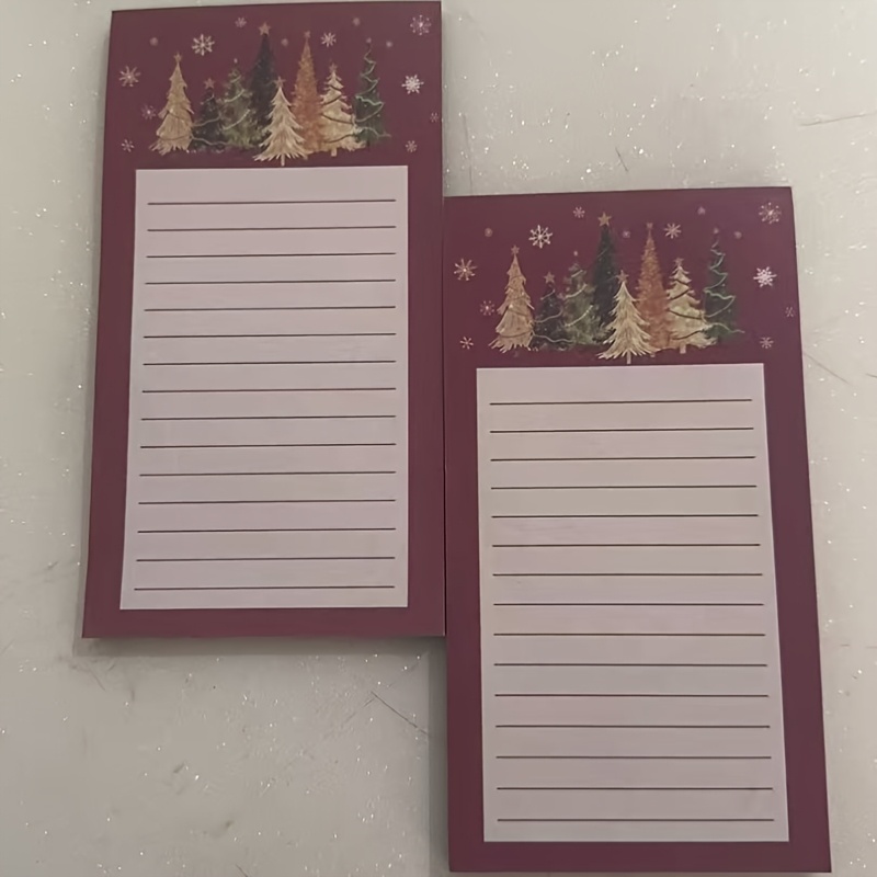 TEMU 1/ 2pcs Christmas Magnetic Memo Pad Grocery Shopping List Note Board, Red, Golden, And Green Christmas Tree Snowflake To-do List Paper Pad, Home
