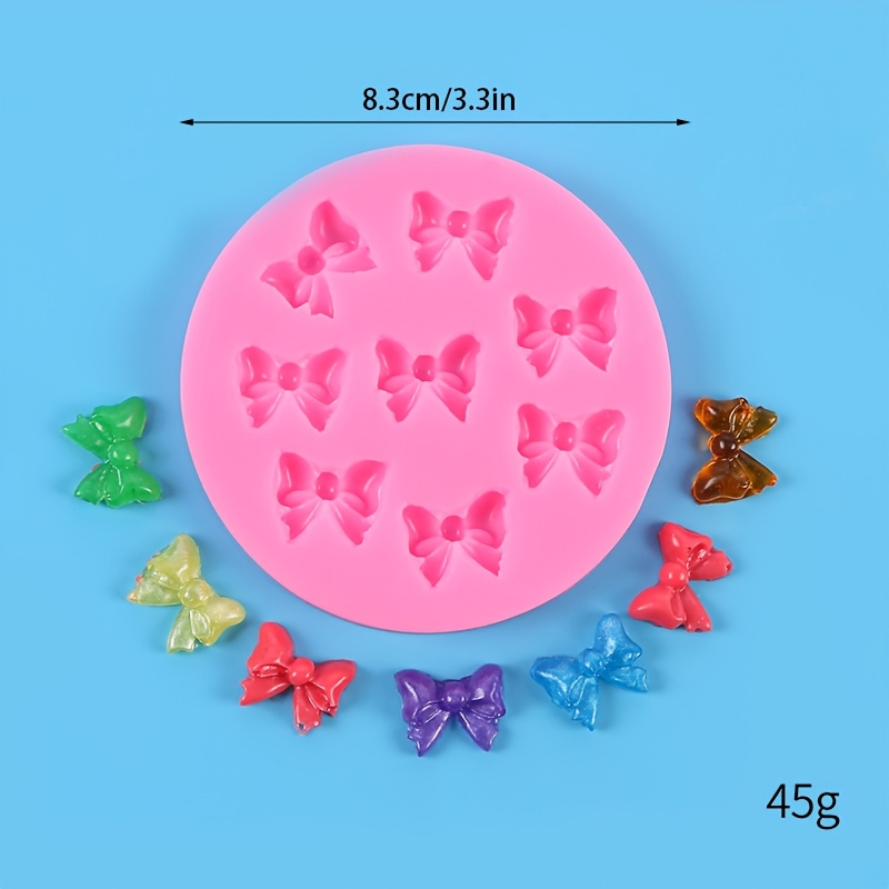 TEMU Resin Silicone Mold Pink 8-string Bow Silicone Mold For Valentine's Day Bow Prop Decoration, Handmade Bow Props, Candles, Resin, Clay Can All ,