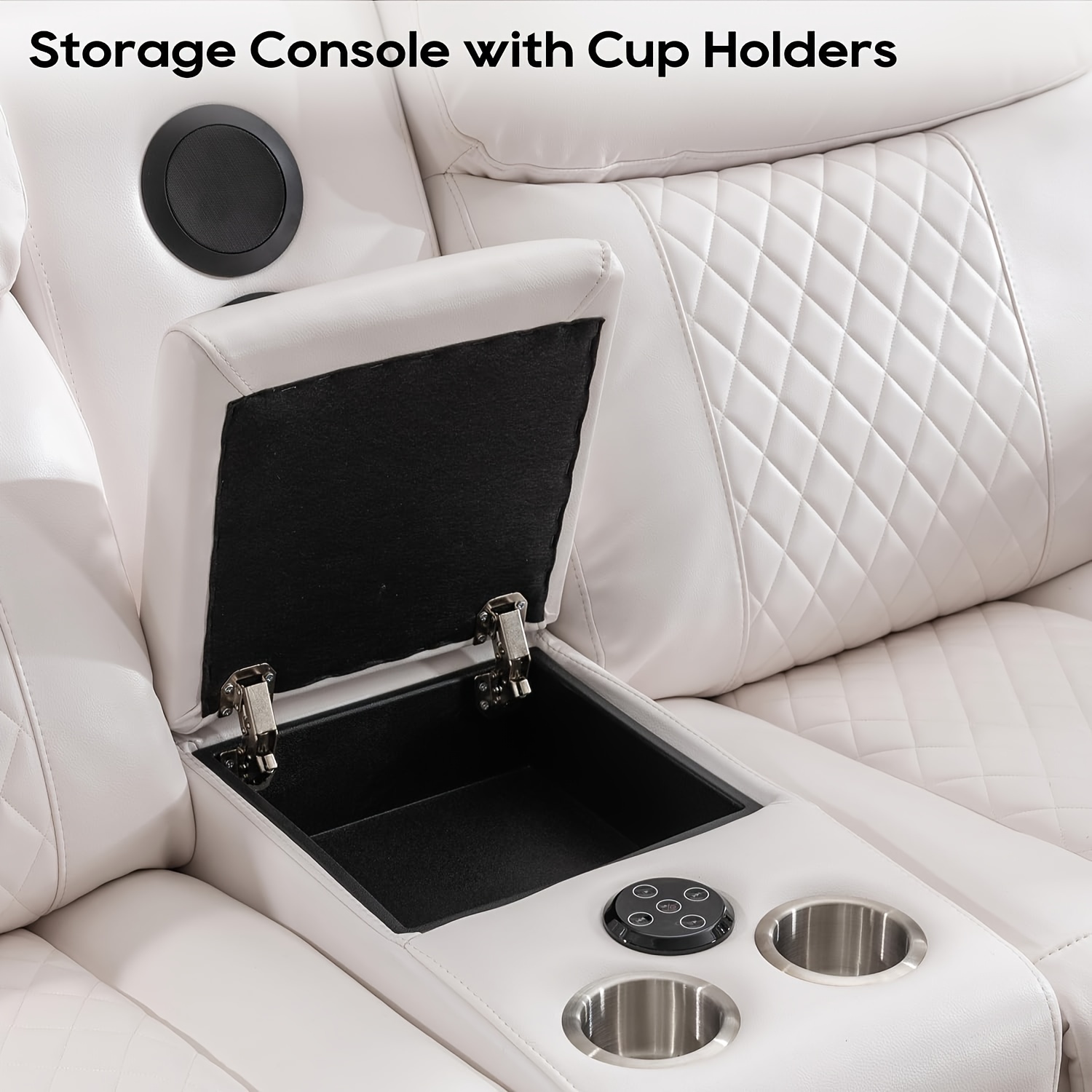 home theater seating faux leather power reclining sofa set with led lights   speakers cup holders drop down table for living room   Product details 1