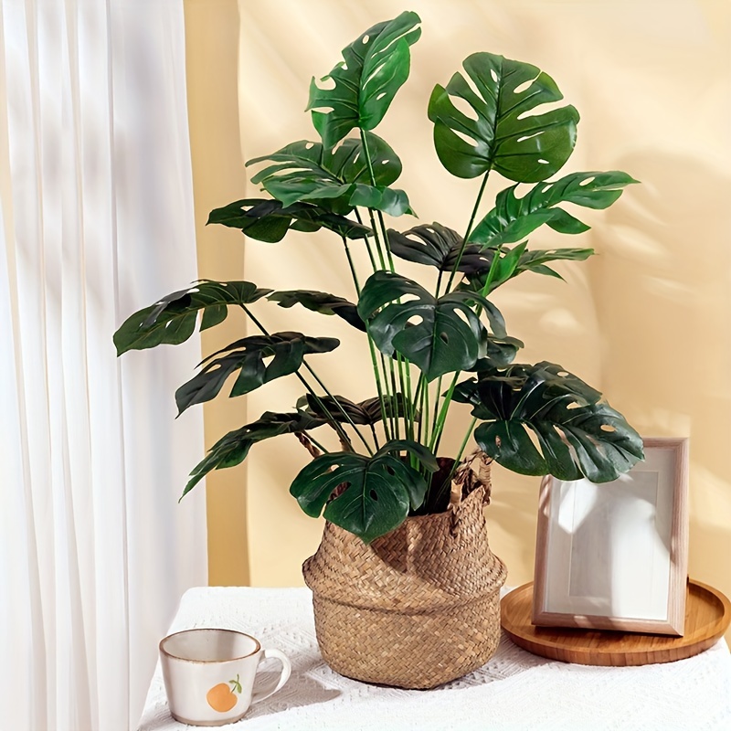 

1pc 18 Leaves Artificial Plant, Faux Tropical Plant, Suitable For Spring Summer Wedding Party Shower Home Decoration, Indoor Outdoor Decor Fake Plant, Easy To Take Care