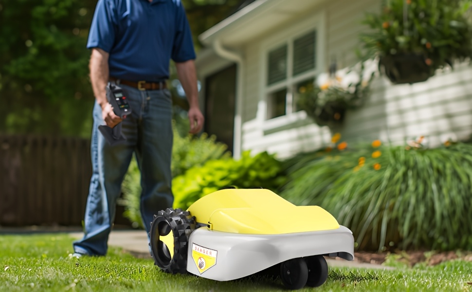 zipmow remote controlled smart self propelled cordless electric lawnmower features dual 18v batteries   inch cutting head 3 height adjustments 2 inches 3 inches to handle       minute   and is lightweight and portable Product details 1