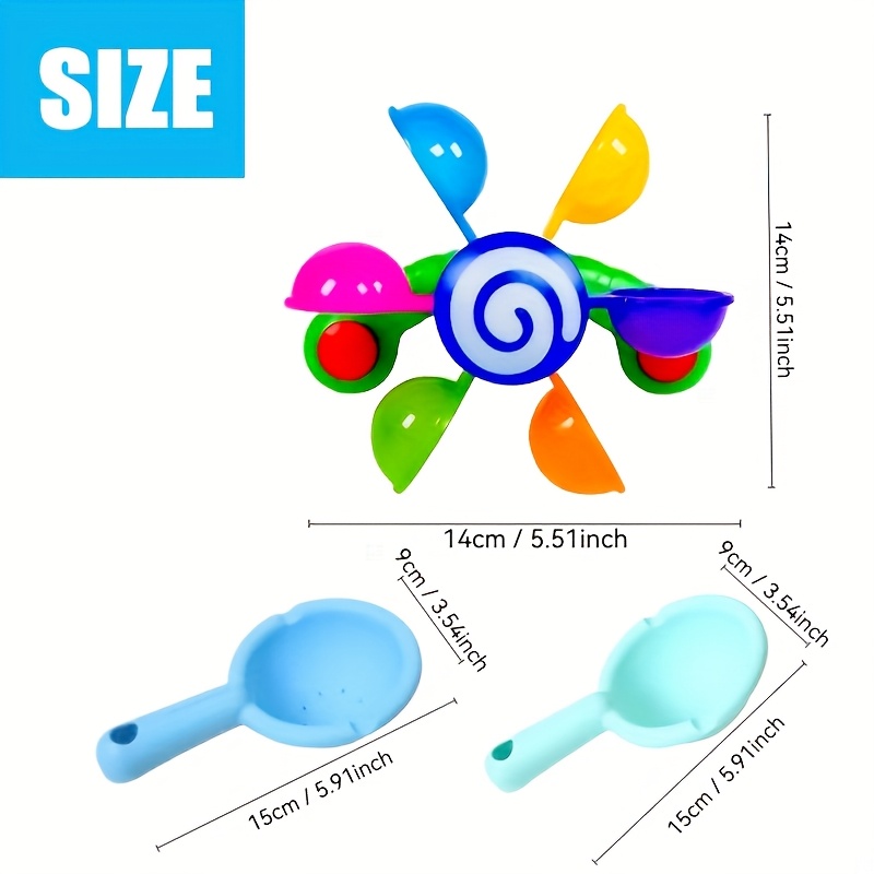 Fun Bathtub Windmill Toy, Very Suitable for Youngsters, Suitable for Bathroom and Outdoor Swimming Pool, Exquisite Gift for Youngsters Over 18 Months (Random Color) (with Two Spoons)