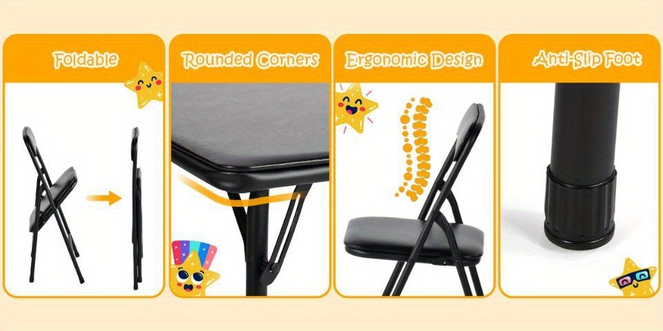 Colorful Folding Table with 24-Inch Width And 2/4 Sturdy Chairs - Vibrant, Space-Saving Design, Perfect for Family Playtime, Creative Activities, And Learning - Ideal for Fun And Creative Spaces ( 3pcs Or 5pcs)