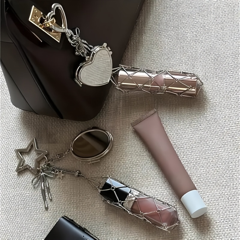 premium mesh pocket hand cream lipstick chain bag charm with   womens retractable niche   bag chain diy wallet making lipstick storage solution pocket accessory bag mesh chain bag minimalist storage box unique niche Product details 8