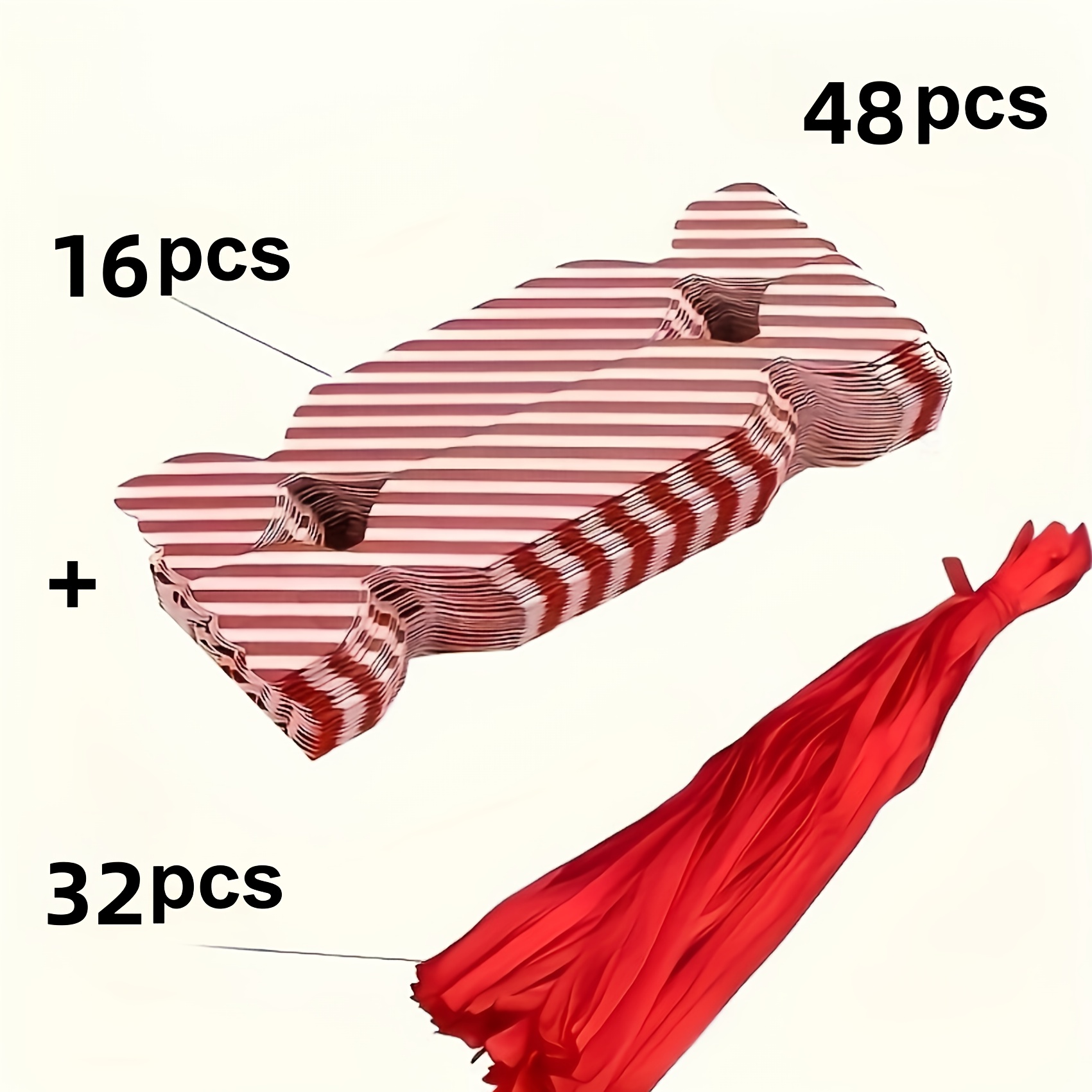 TEMU Gift For Her/him 48pcs Of Red And White Striped Gift Boxes With Tassels - Elegant Paper Gift Bags For Weddings, Birthdays, Christmas,