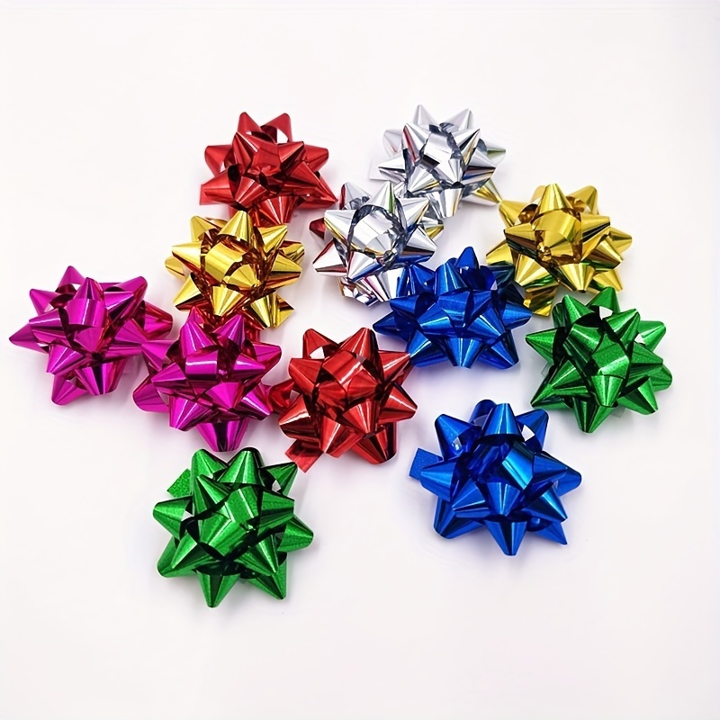 120 value Christmas and daily gift packaging bows, 6 color combinations, star flower with flowers, wedding party gifts 5cm/1.96 inches