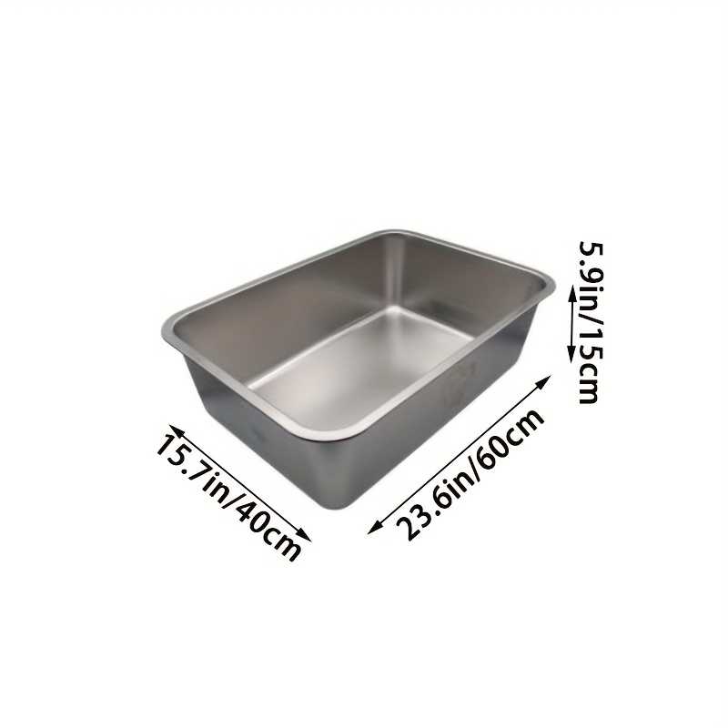 TEMU Stainless Steel Cat Litter Box For , Medium Stainless Steel, Large Metal Cat Litter Box-easy To Clean.