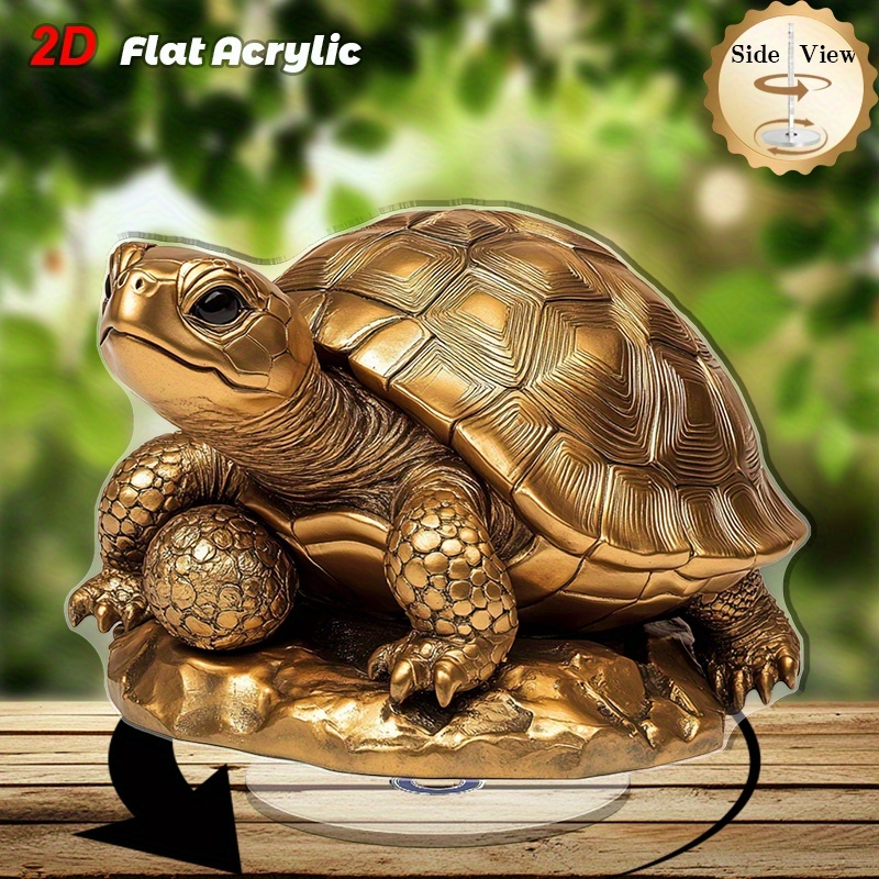 TEMU 2d Flat, Rotating Desktop Ornament - Suitable For Decor, No Power Required, Vintage Pattern Acrylic Sculpture With Spinning Base, Indoor/outdoor