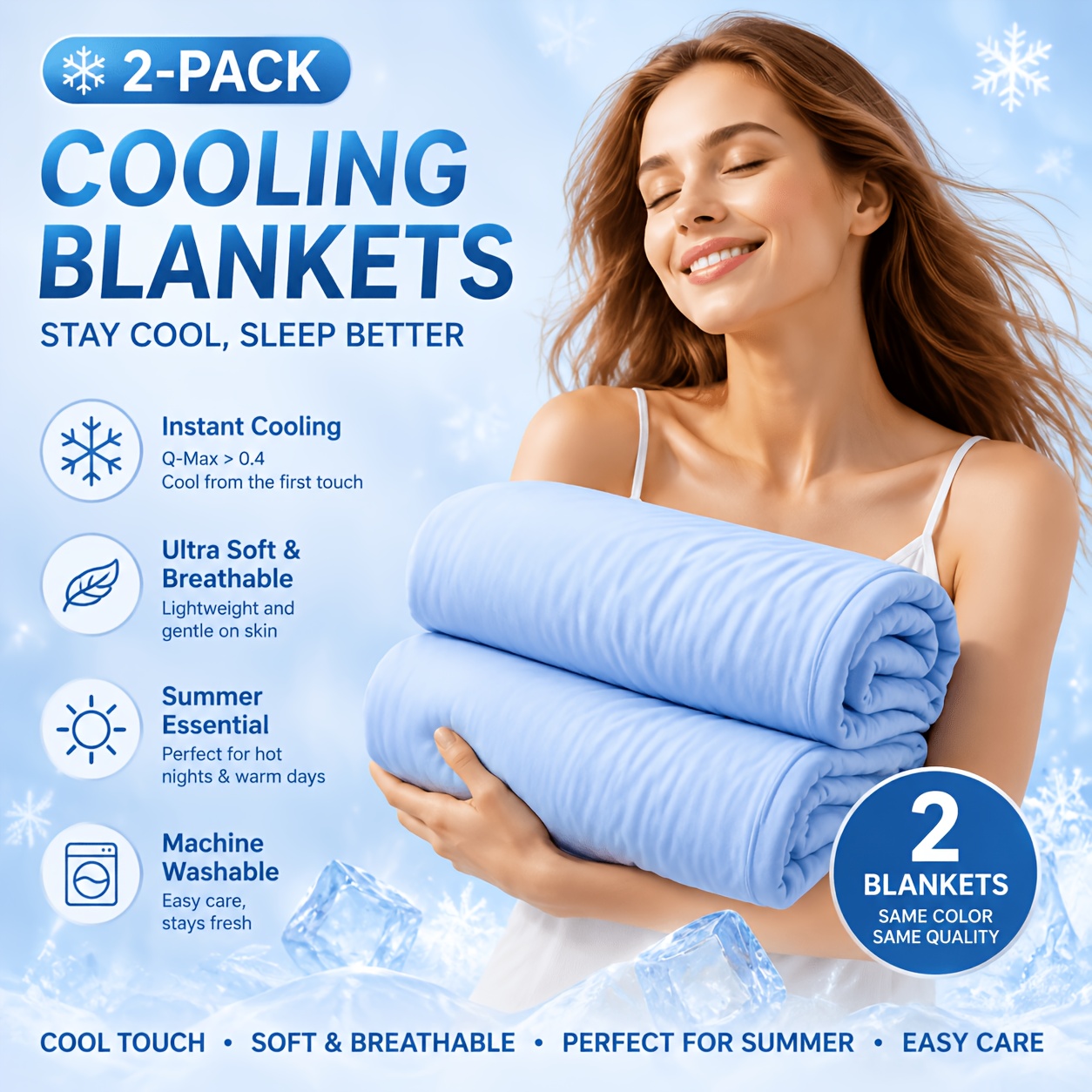 item picture 2pcs set of     blanket a multifunctional cooling blanket a set of 2pcs in   size and color features built in cooling fabric with a     and   with good  
