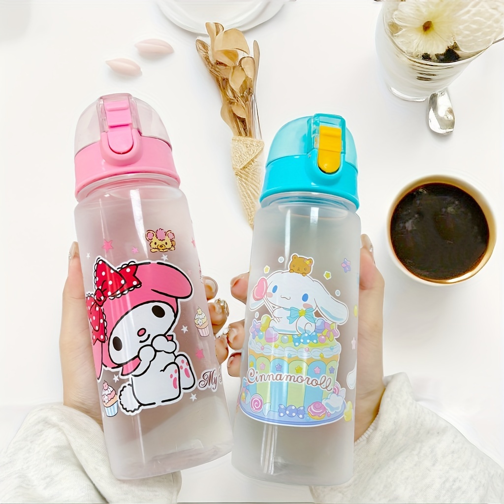 

1pc, Sports Water Bottle, 550ml/18.5oz Hello Kitty Cinnamoroll Kuromi Water Cups, Portable Travel Water Bottles, For Camping, Hiking, Fitness, Outdoor Drinkware, Birthday Gifts