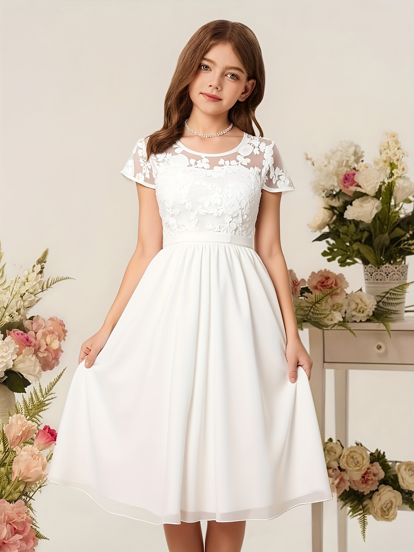 slim fit dress slacks Ivory Rose Blossom Homecoming Dress 3D Flower Graduation Dress hc305