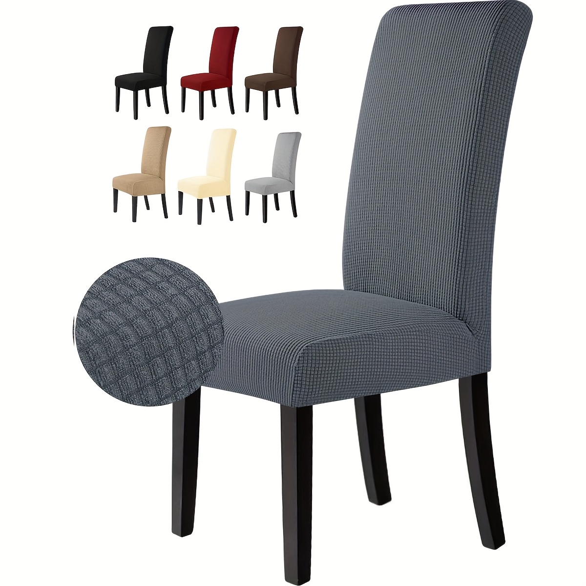 Image of 4/6pcs Of Teak Wood Chair Cover, Full Coverage Non-permeable Dining Chair Cover, Anti-slip Elastic Kitchen Dining Chair, Banquet Chair Cover, Detachable Restaurant Table Chair Cover.