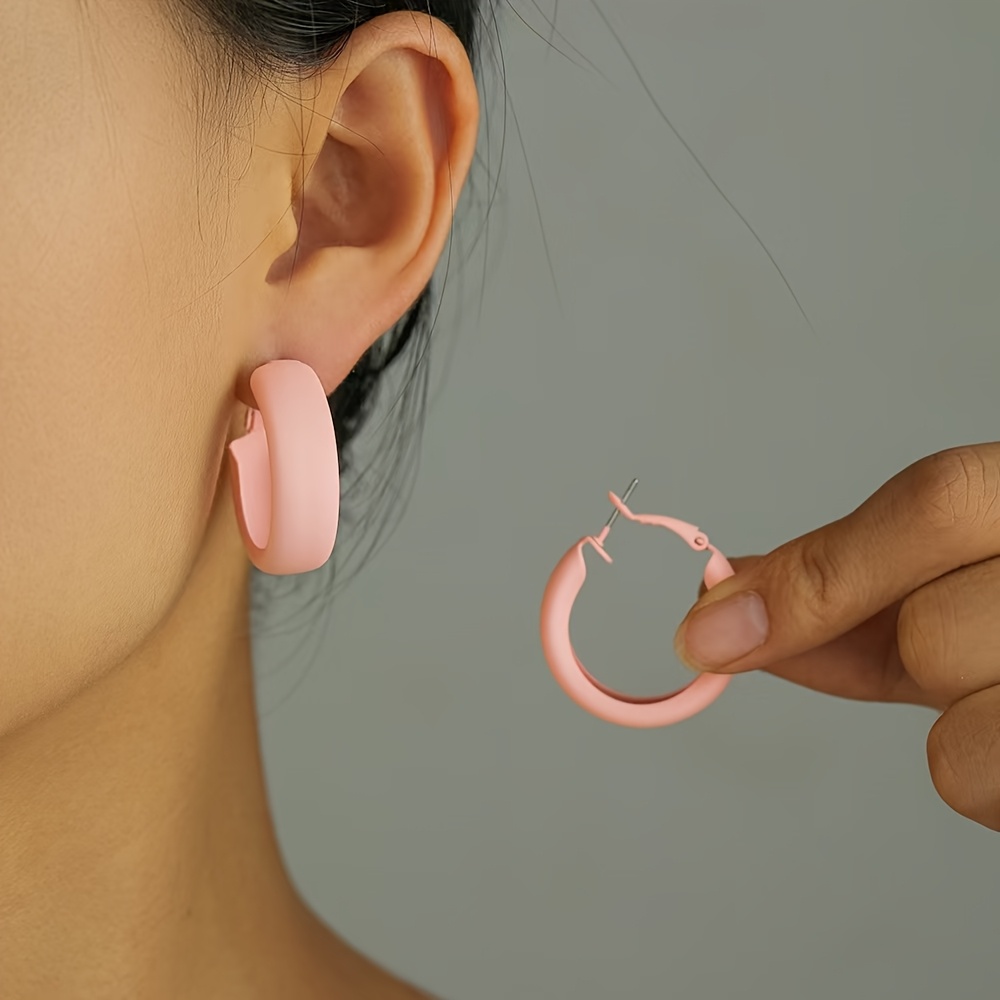 Vintage Red Hoop Earrings Large Circle for Autumn & Winter