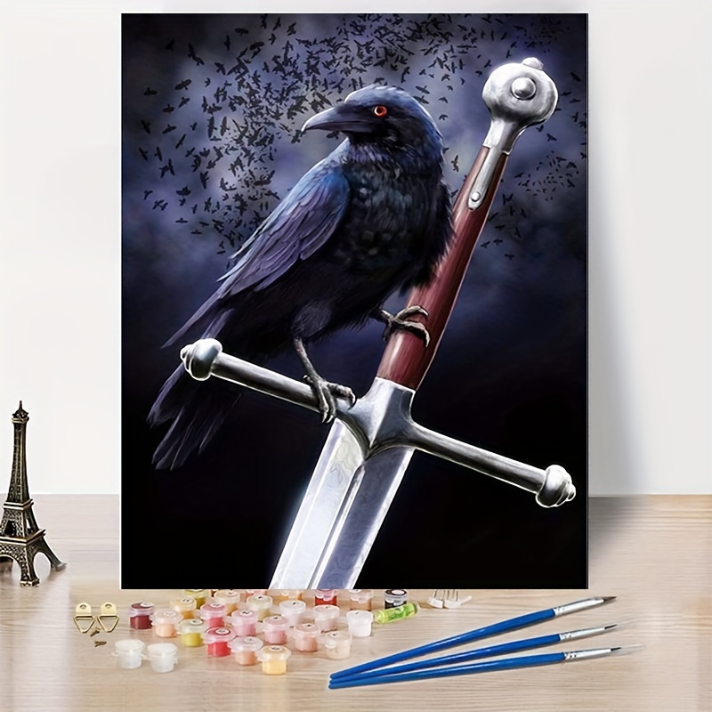 

1pc Painting By Numbers Crow Frameless Hand Painted Paint By Numbers For Adults Acrylic Kits Suitable For Adult Beginner Enthusiasts 40x50cm/16x20in