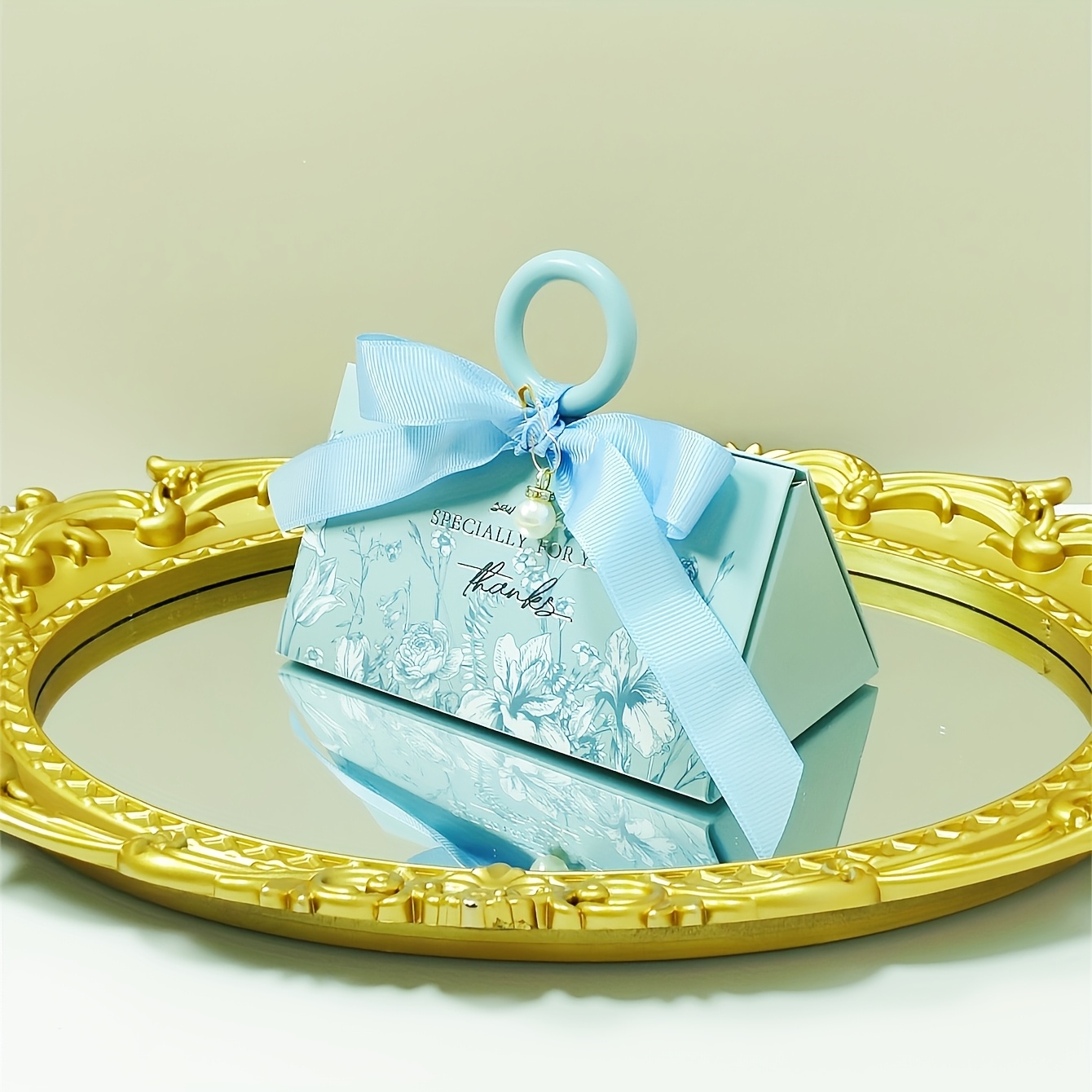 Image of 10pcs Elegant Floral Candy Boxes With Ribbons & Pearl Accents - Perfect For Weddings, Anniversaries, Birthdays, Valentine's Day & More - Gift Packaging For Party Favors, Halloween