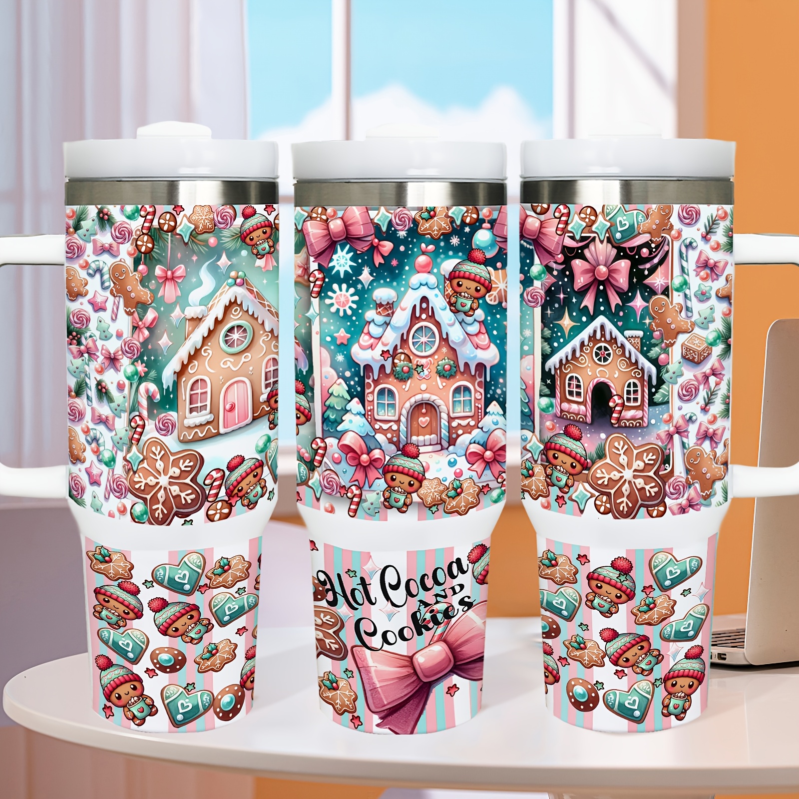 

1pc 40oz Insulated , - Reusable & Mug Steel And - Christmas Or Cup For Hot And
