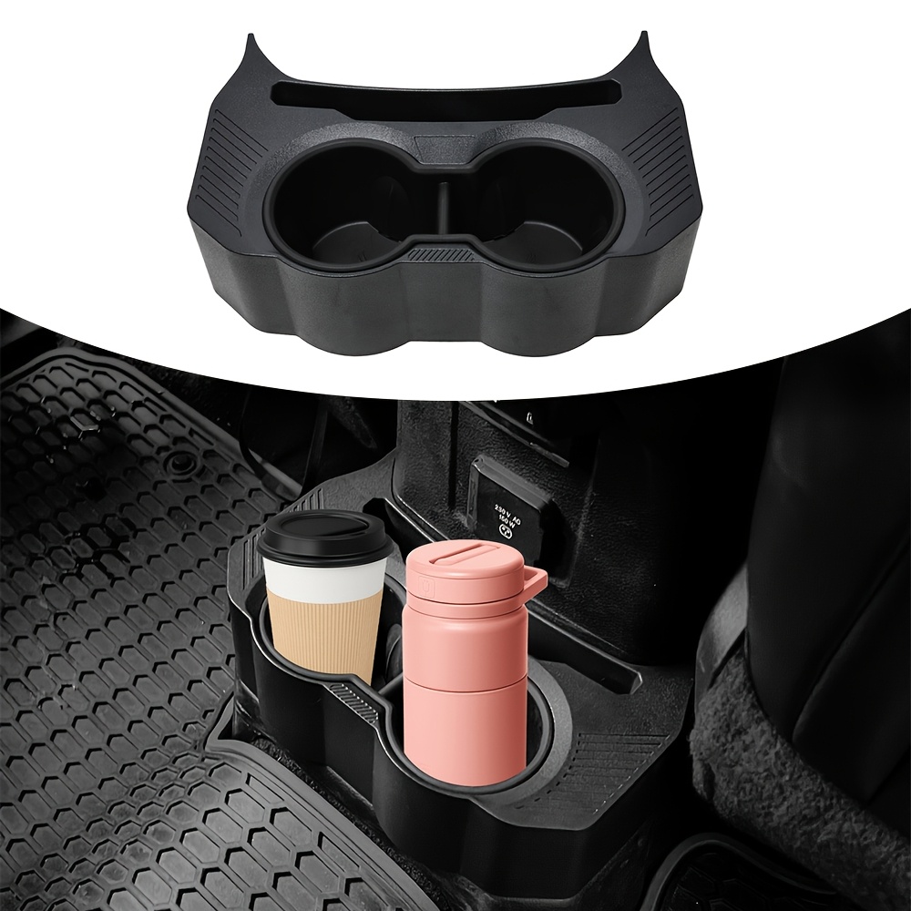 TEMU For For Wrangler Jl 4-door 2018-2023 Car Rear Seat Cup Holder Storage Box, Multifunctional Abs Plastic Drink Organizer, Interior Rear Seat Water