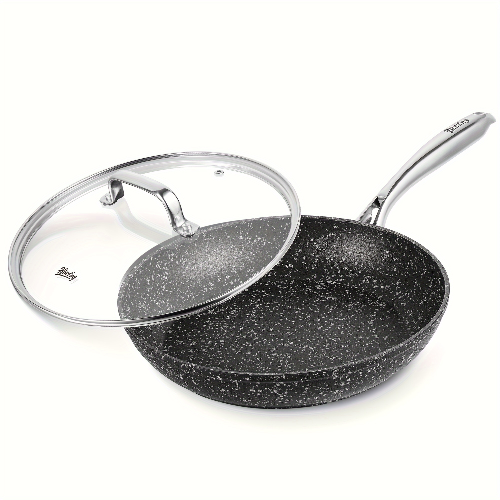 

Nonstick Frying Pan, 10 Inch With Lid, Frying Pan With Stay-cool Stainless Steel Hanlde, All Compatible, Oven Safe