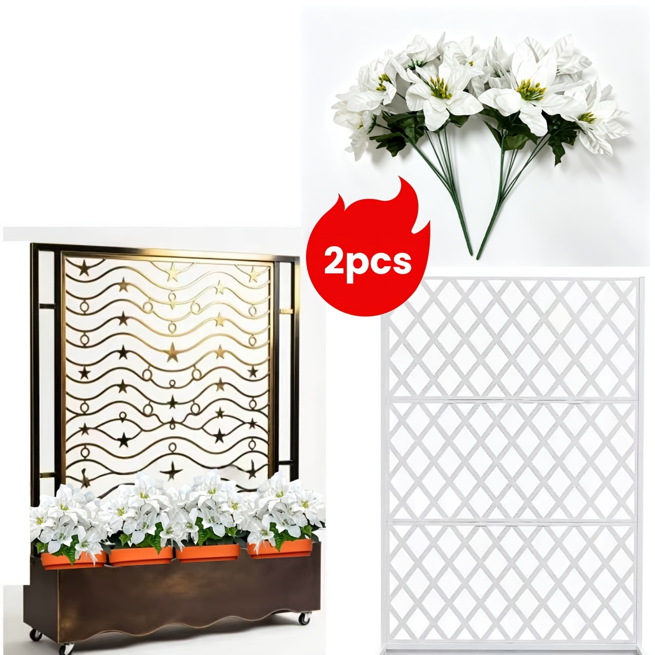 TEMU 2 Bündel (14 Stück Blumen) Weiße Künstliche Blumen Falsche Pflanzen Samt Pfingstrose Bouquet Weihnachtsdeko Arrangement, Dekoration Geeignet für