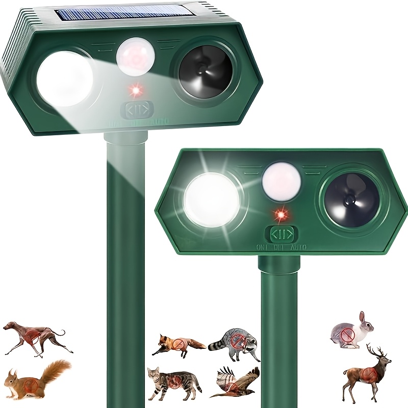 item picture solar powered ultrasonic animal repellents suitable for outdoor cat repellents outdoor deer repellents   with pir motion sensor and led flashlights squirrel repellents suitable for cats raccoons rabbits deer and  