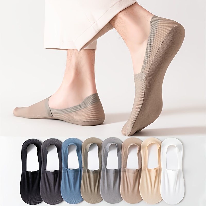E-shop 8 Paare NCDATE Atmungsaktive Feuchtigkeitsableitende Mesh-Stiefeletten - Weich, Bequem, Unsichtbarer Design für Männer & Frauen, Hellbeige,