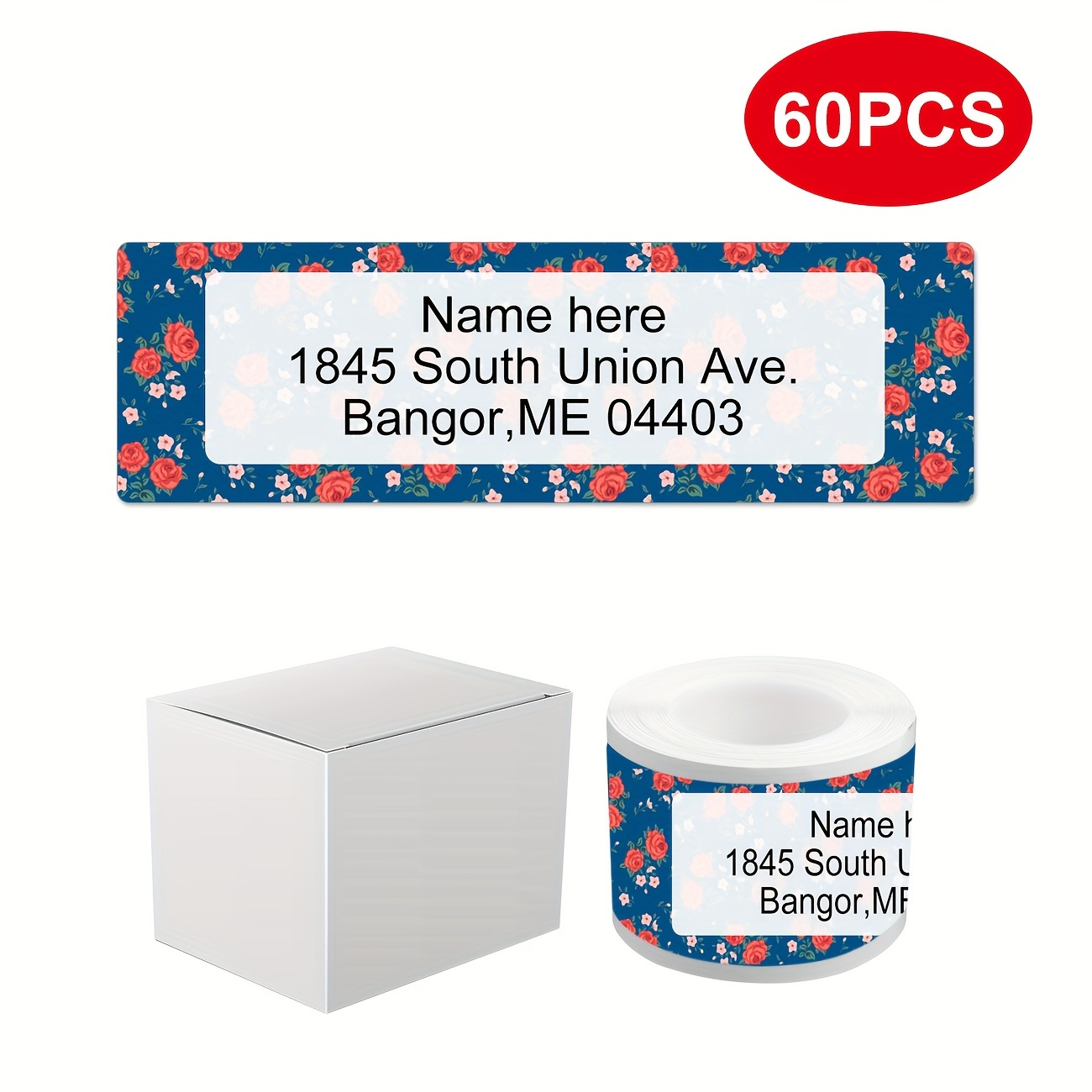 TEMU Customizable Return Address Labels Roll - Personalized Adhesive Stickers With Name, Address, Phone & - 60/250 Labels Per Roll, Vibrant Colorful