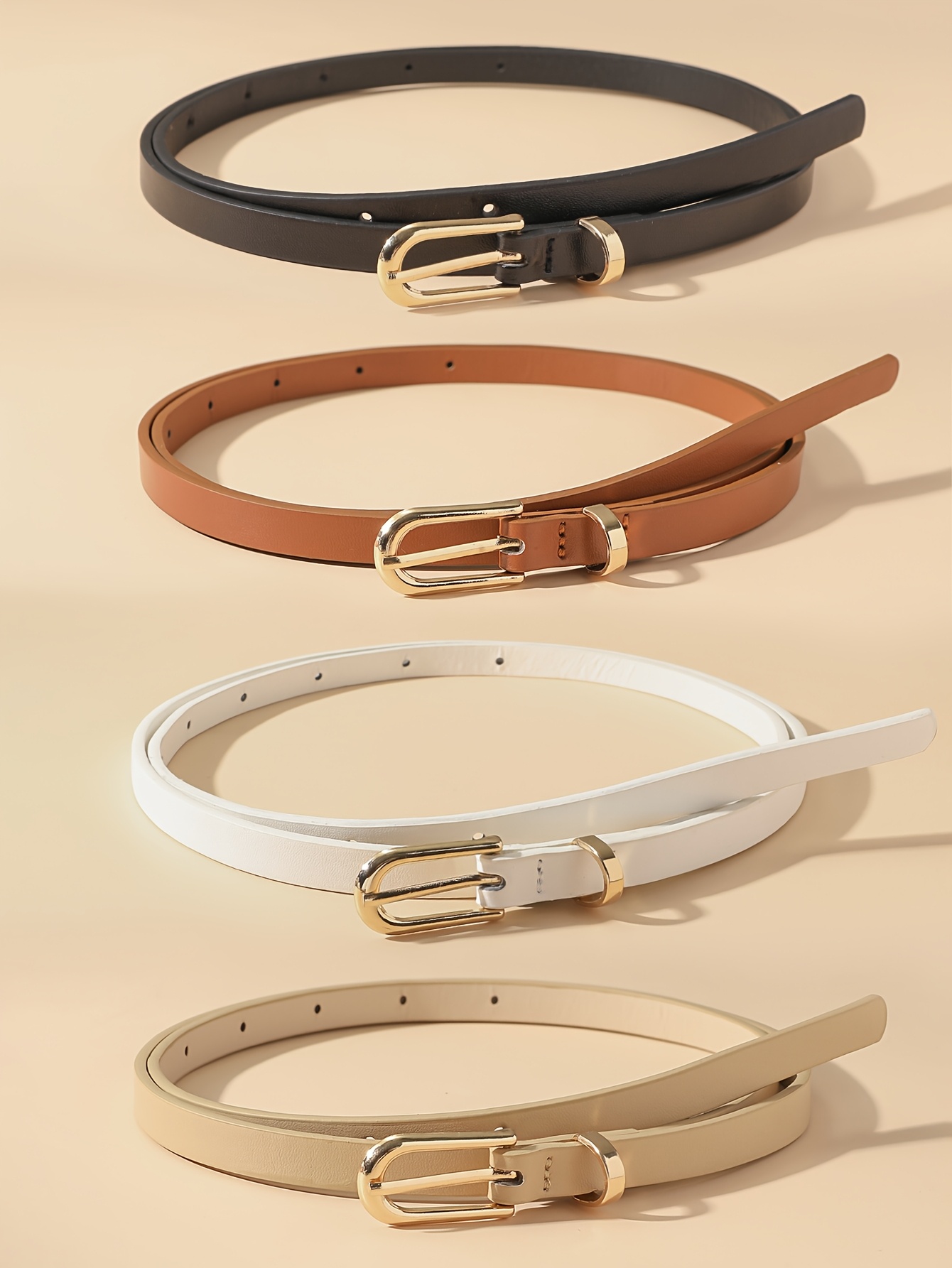 4-Pack Women's PU Thin Strap with Pin Buckle