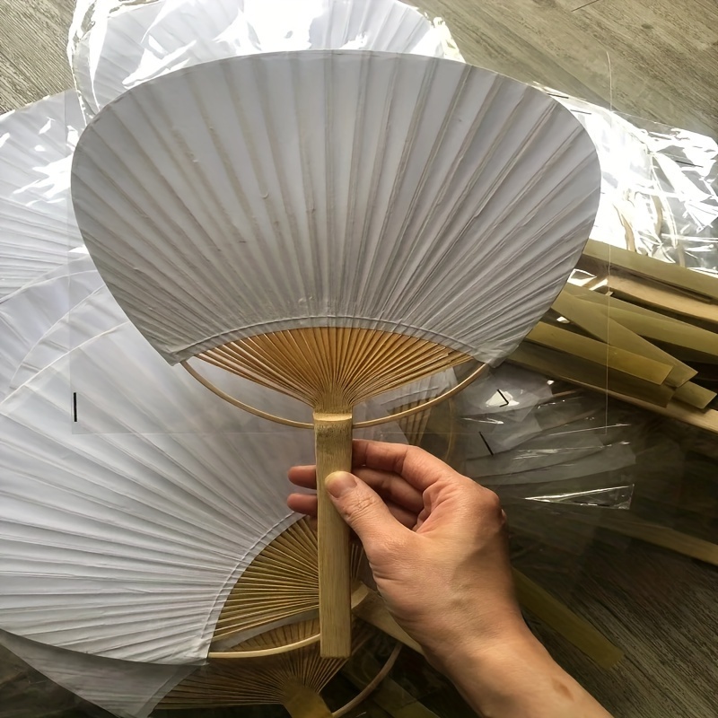 20pcs Wedding Fans Pai Pai Bambu Pure White Bamboo Handle Blank Calligraphy Painting Blank Group Fan White Fan Summer Hand Fan details 7