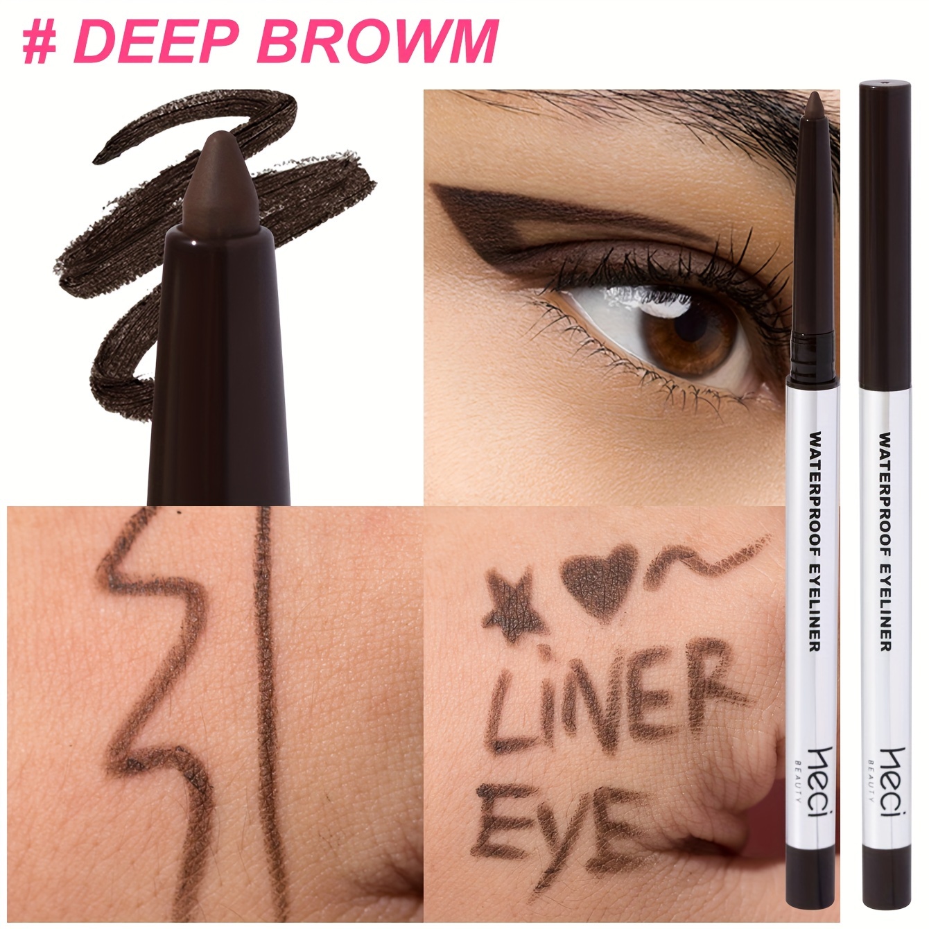 Image of Gliding Eyeliner For Mature Women - Waterproof, Long-lasting, Gel-cream Texture, & Easy To Apply, Medium Brown, Deep Brown, Black, Eyeliner For Mature Women, Makeup Essentials, Smooth Application