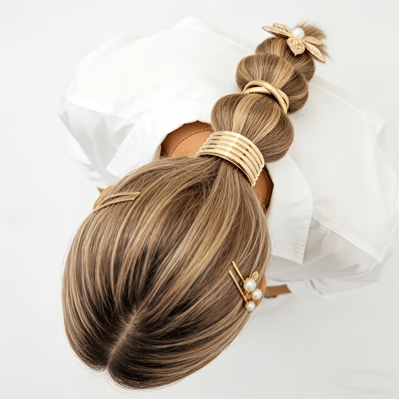 3pcs Golden Alloy Hair Accessory Set