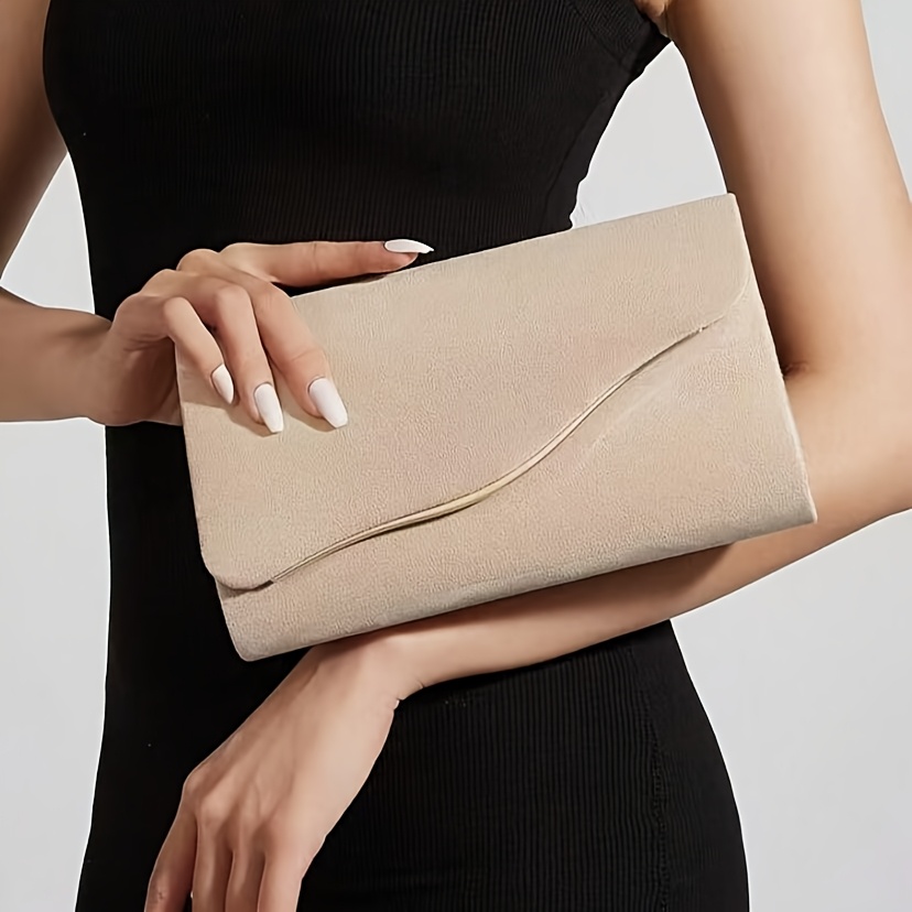 TEMU Elegant Women's Velvet Large-capacity Clutch, A Stylish Evening Bag For Autumn And Winter, Suitable For Women's Parties, Weddings, Banquets, And