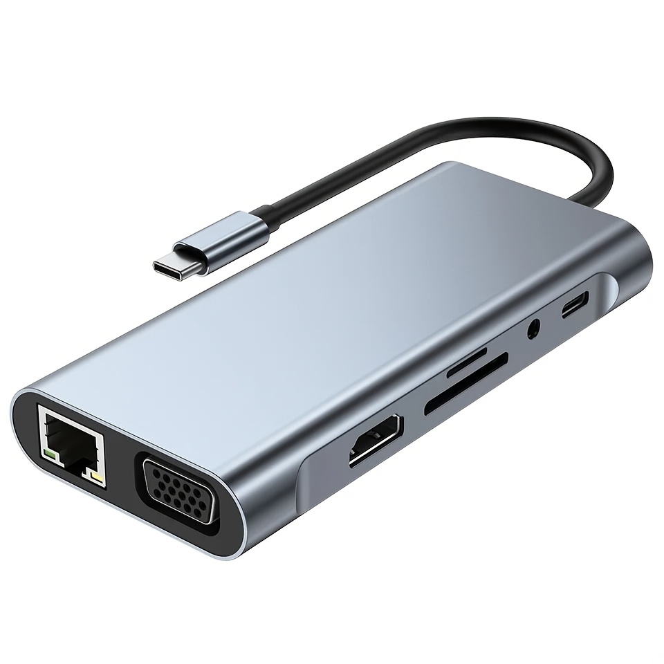 item picture 11 in 1   docking station 4k ultra hd hdtv adapter with vga 100w pd charging 5  usb 3 0 gigabit ethernet sd tf card reader 3 5mm audio compatible type c laptops