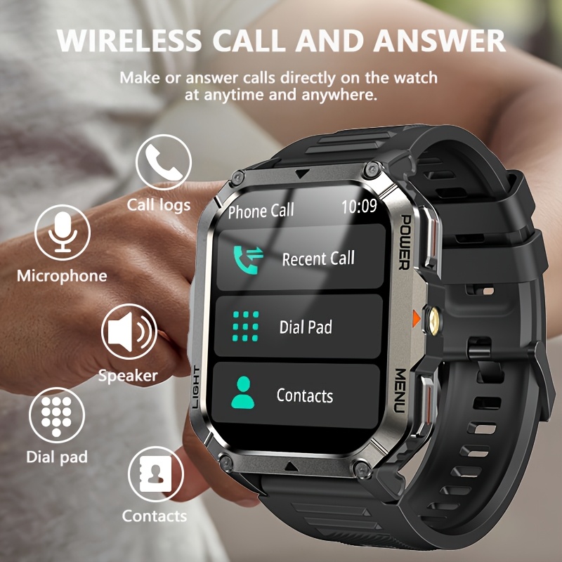 Image of 900mah Long Men's Watch, Outdoor Watch With Flashlight, Compass, Pedometer, Calorie Tracking, Sleep Monitoring, , Compatible With /iphone, Ideal Watch Gift For Men