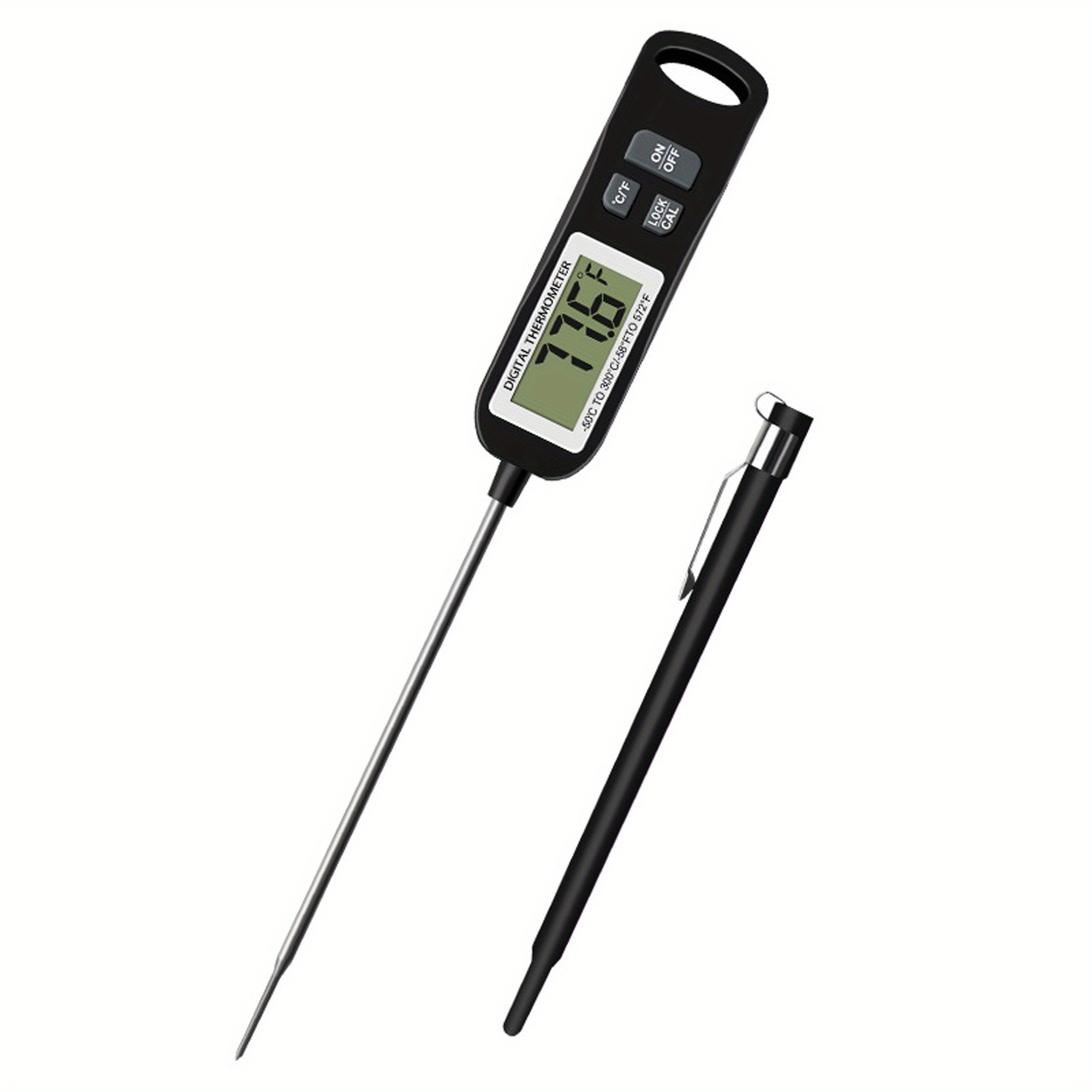 TEMU A Digital Food Thermometer With Fast-read Lcd Display, Switchable Between °c/°f, Suitable For Meat, Baking, And Food Measurement. Ideal For Home