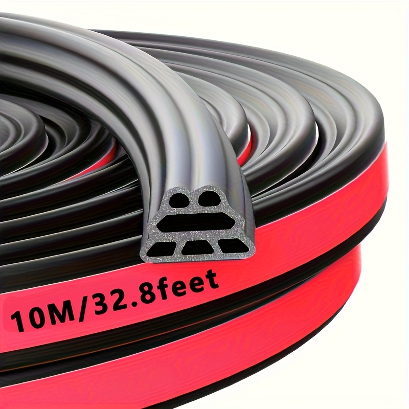 TEMU 32.8ft/16.4ft Universal Fit Self-adhesive Synthetic Rubber Car Door Seal Strip - Waterproof, Noise Reduction, Multi-chamber Design, Suitable For