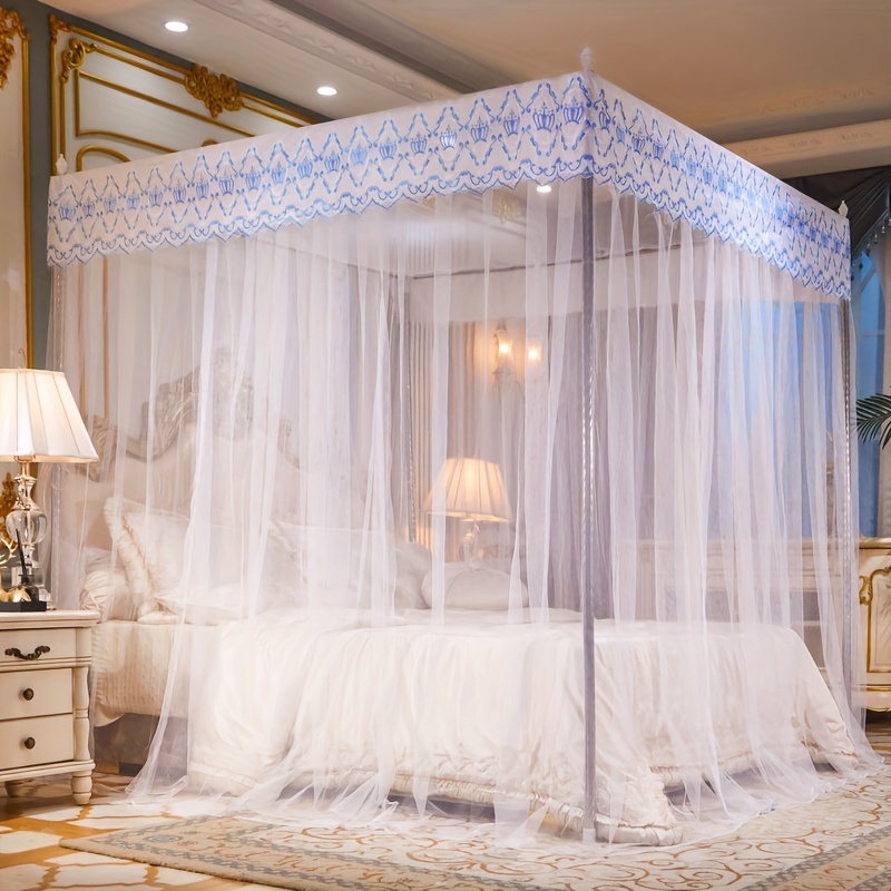 Image of Single Upgraded Thickened And Reinforced Stand Large Space -proof Floor-standing Canopy. Thickened Stand Crown European-style Net. Dust-proof Thickened And Reinforced Stainless Steel Stand Net