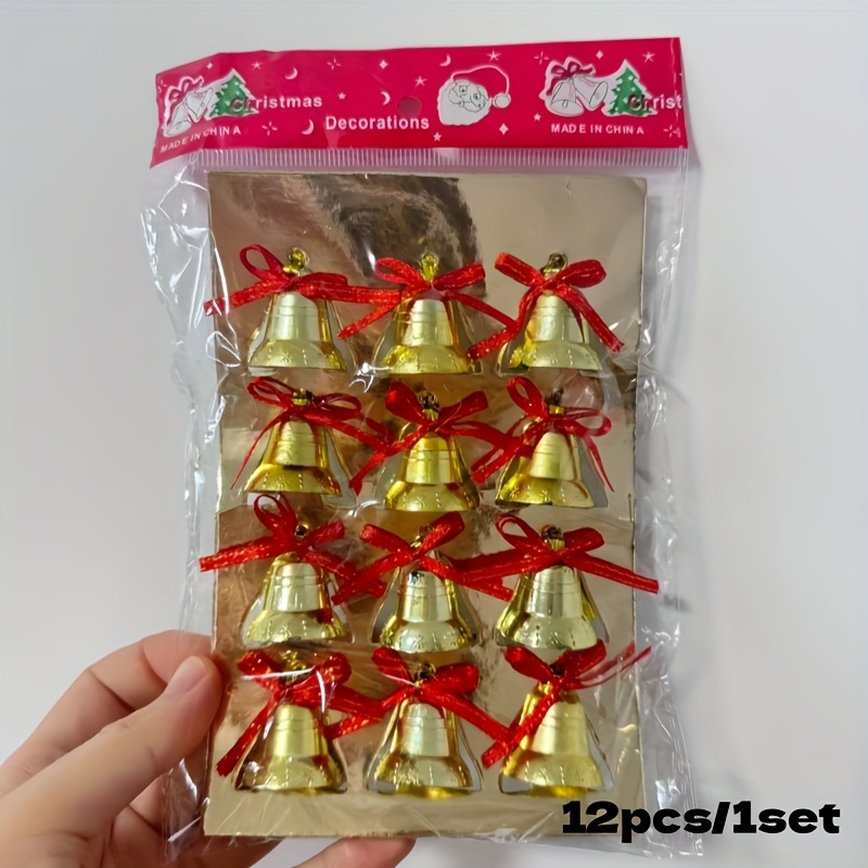 TEMU Mini árbol de Navidad con campanas doradas, adornos navideños con campanas, campanas para manualidades DIY, para el hogar, oficina, jardín y