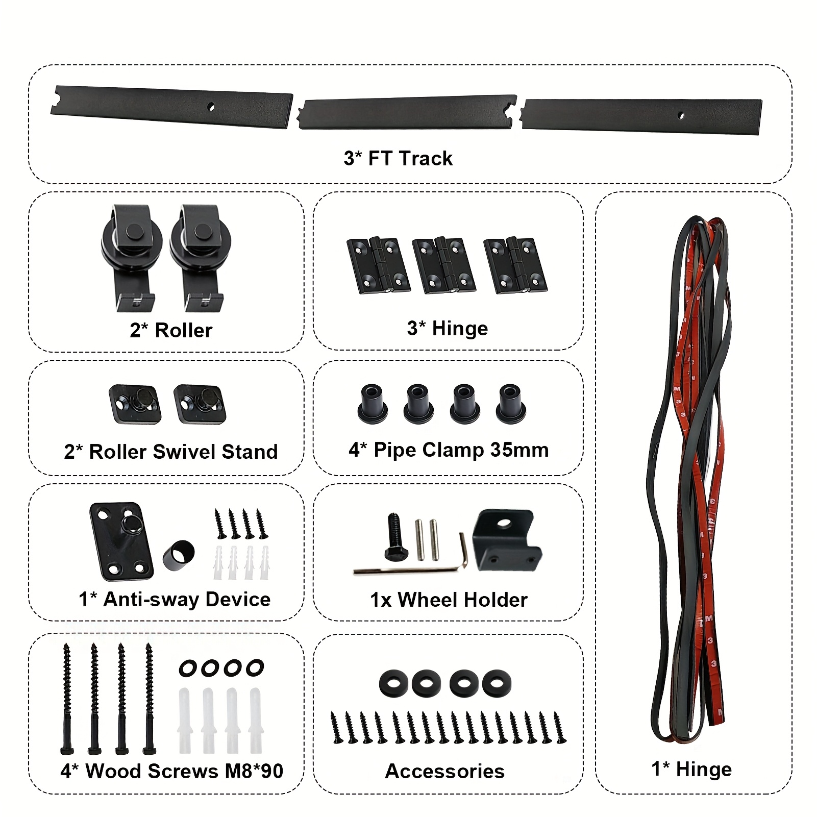 Heavy-duty Carbon Steel Bifold Barn Door Hardware Kit 46 Inch - Complete Sliding With Quiet , /freestanding Installation For Double Folding Doors (door Thickness 0.5-50mm) - Free Shipping