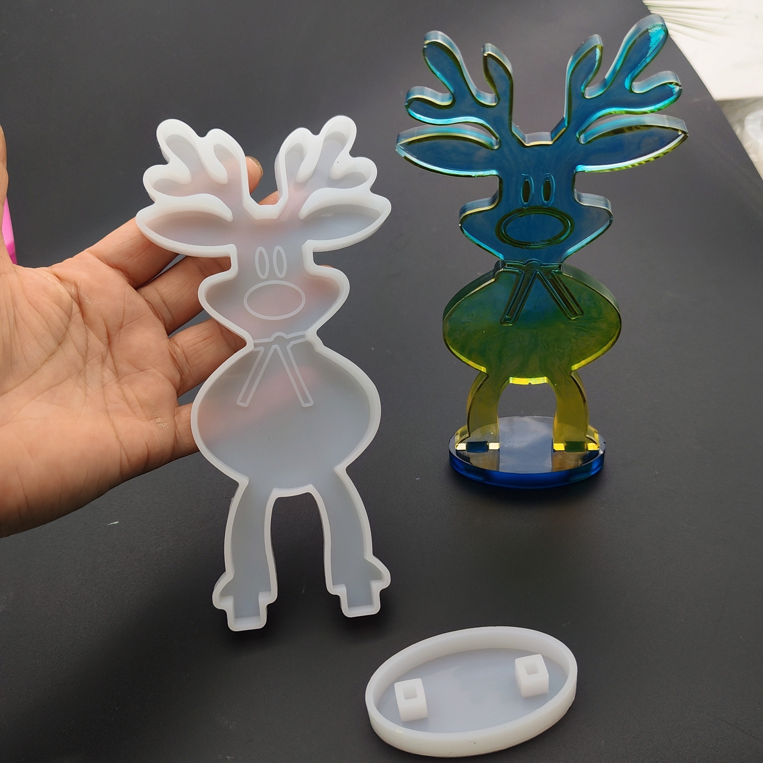 

Christmas Reindeer Silicone Resin Casting Molds Set, Diy Tabletop Decoration, Irregular Animal Silicone Mold For Epoxy Resin Crafts, Holiday Gift Making