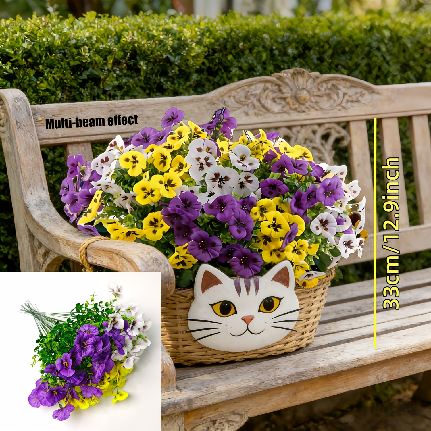 Image of 20 Bunches Artificial Violet, Yellow, And Pansies | Suitable For Outdoor And Indoor Decor, Ideal For Home, Office, Hotel, Wedding, And Seasonal Celebrations Decorations
