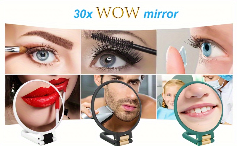30x magnifying   with 360 adjustable foldable handle dual sided 1x 30x magnification portable travel makeup   with ergonomic grip lightweight plastic frame for eyebrow grooming sensitive light beige safe battery free no fragrance ideal for home on the go use Product details 3