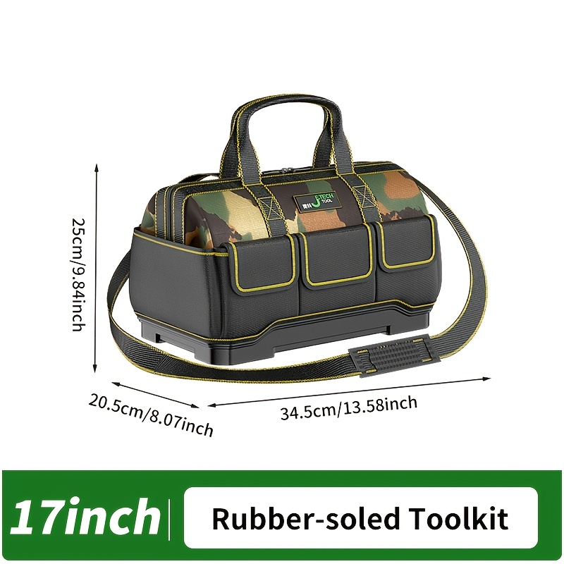 TEMU 1pc Large-capacity Canvas Tool | 14/16/18/21 Inch, Wear-resistant Thickened Canvas, Maintenance Tool Storage, Portable, Suitable For Electrical