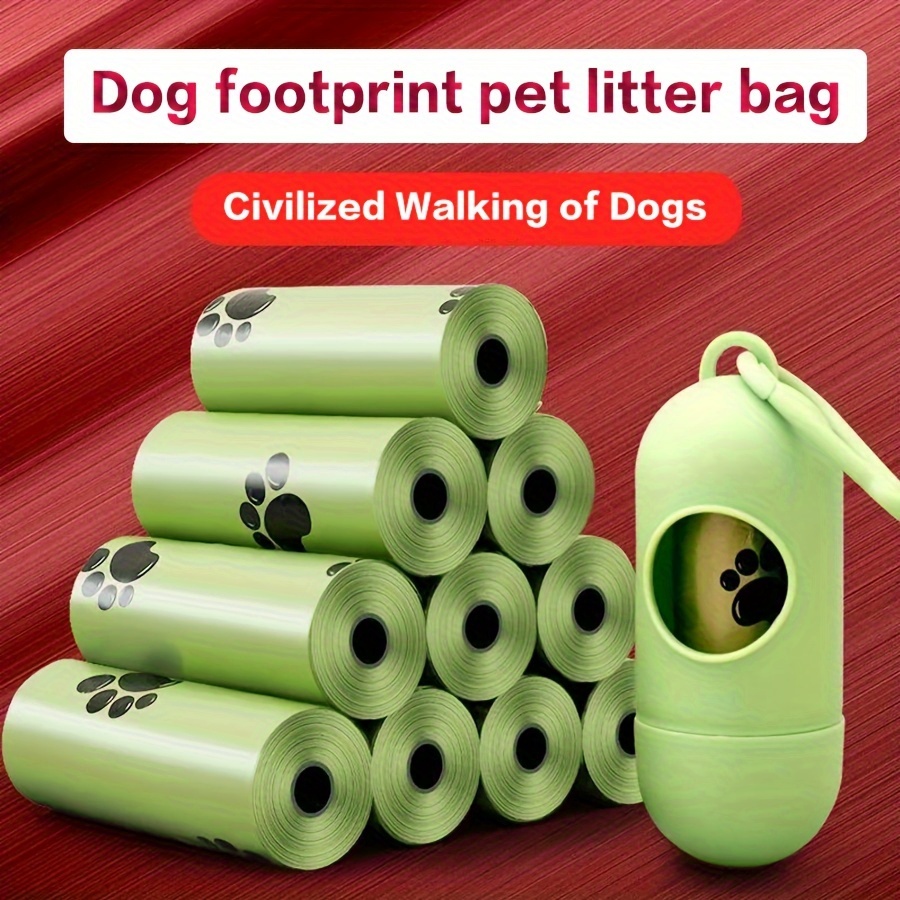 

paw-print Emblazoned" Extra Thick Leak-proof Dog Poop Bags With Dispenser - 300 Count (20 Rolls) & 150 Count (10 Rolls), Green Paw Print Design, Pet Waste Bags