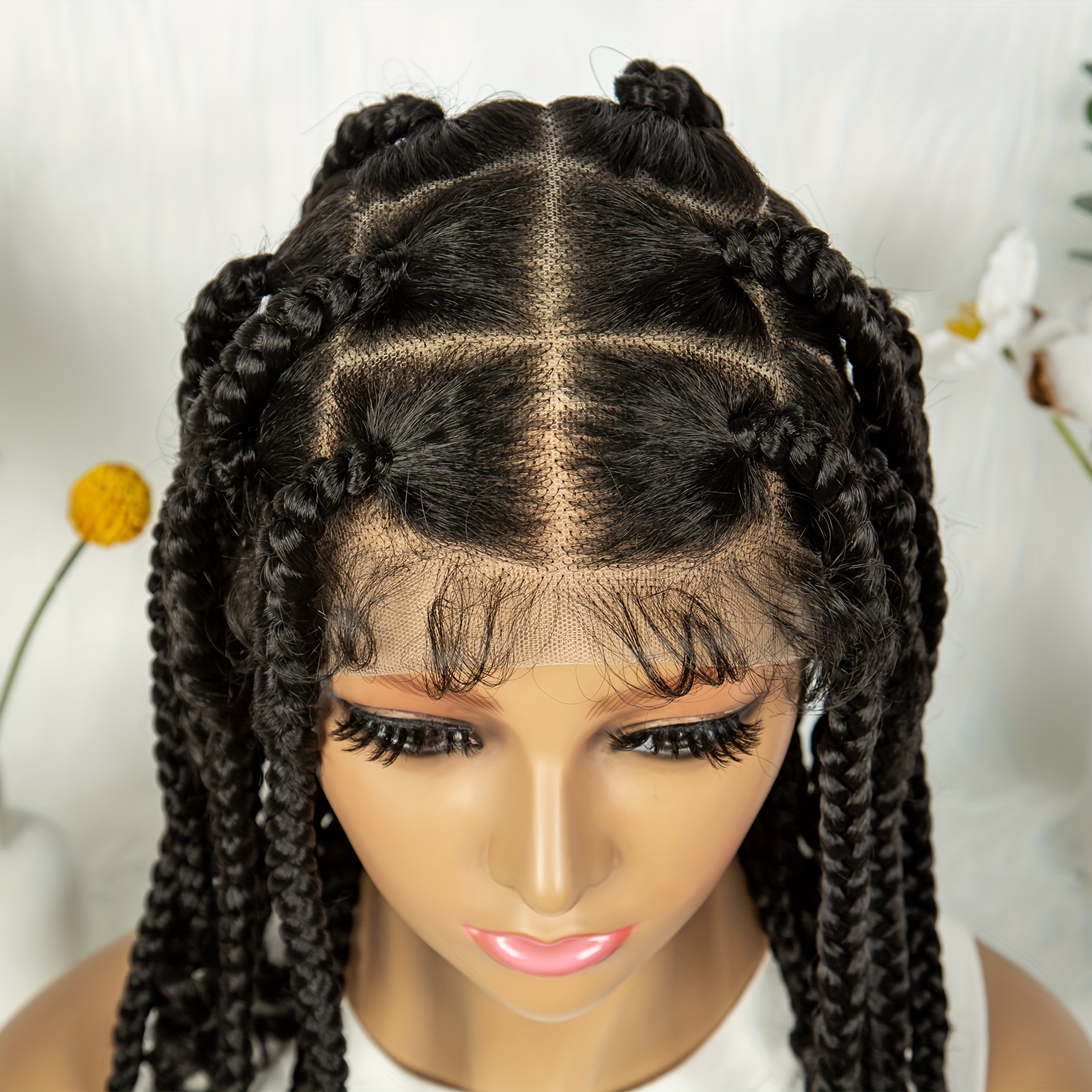 full double lace front box braided wigs knotless cornrow - Temu display picture 1