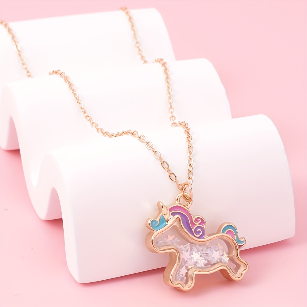 1pc Of Colorful Star-swinging Sequins, Fashionable, Exquisite And Cute, Trendy Unicorn Pendant, And Best Friend Necklace, Festival Party, Music Festival Birthday Gift