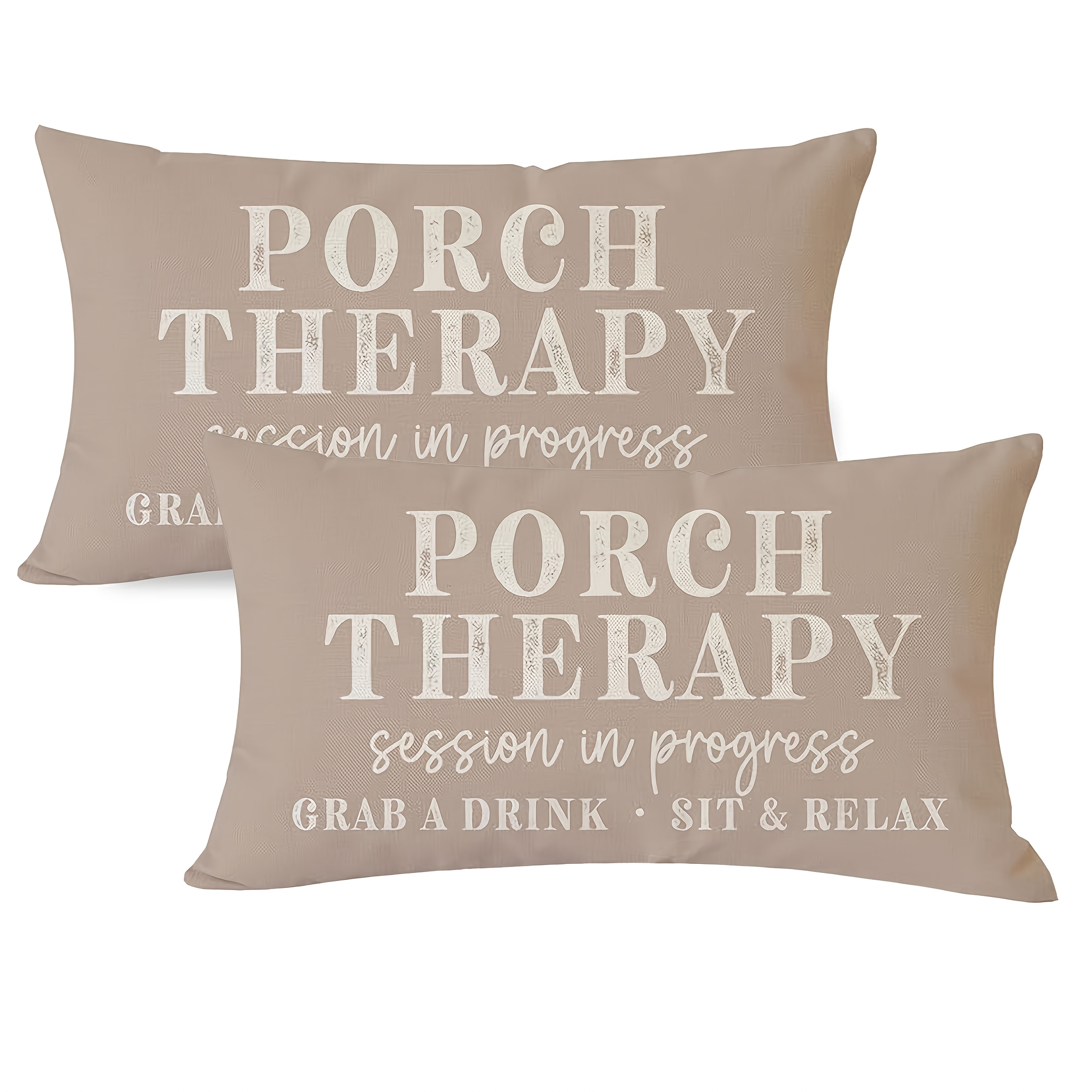 TEMU 2pcs, Farmhouse Style Throw Pillow Cover, 12x20 Inch, Porch Therapy Design, With Decorative Lumbar Pillowcase For Room Types, For Party, Room, And Patio Decor