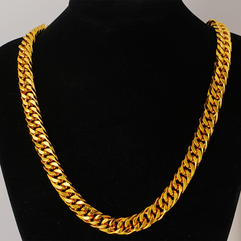 Image of 1pc Men' Steel 10mm Wide Double-row Necklace, Fashionable And , Suitable For Daily Casual Wear And Versatile Party Accessory